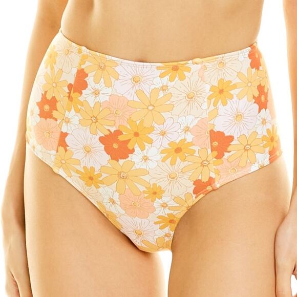 NWT Charlie Holiday Marty High Waist Retro 70s Daisy Floral Bikini Bottom size M - Picture 2 of 12